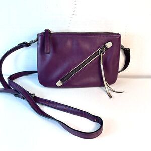 Vintage Sondra Roberts Squared Purple Vegan Leather Wallet Crossbody Bag